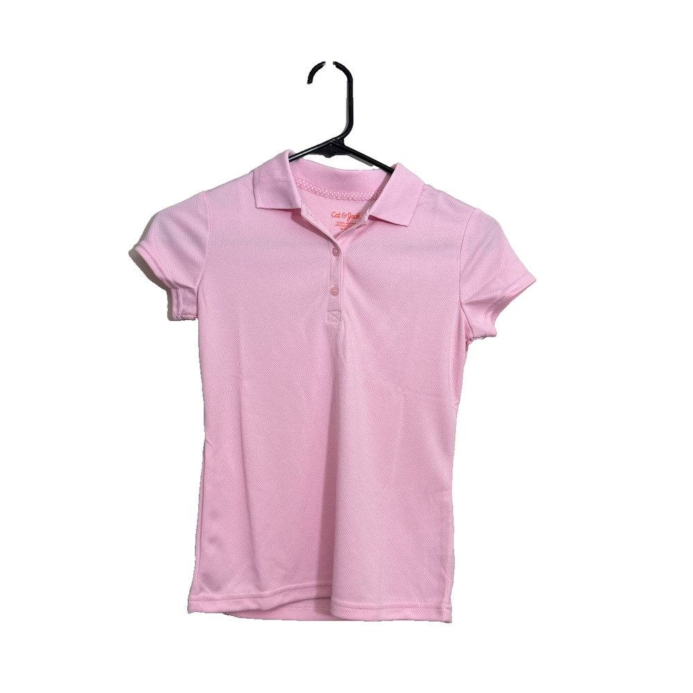 Cat & Jack Girls' Short Sleeve Interlock Uniform Polo Shirt Size M (7/8) Pink